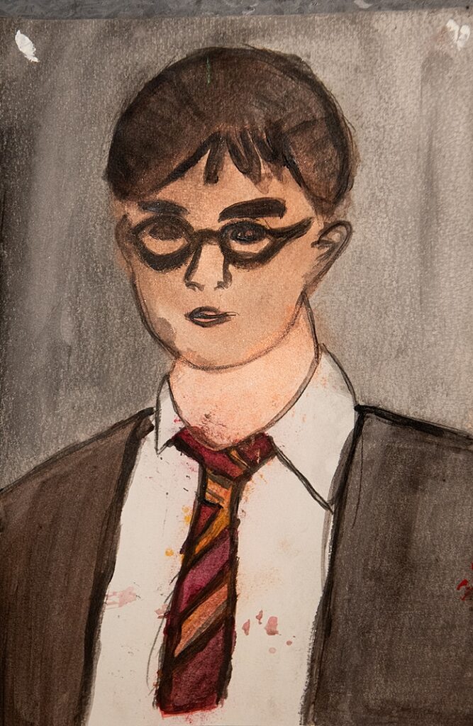 Akvarellen Harry Potter, ett porträtt av Harry Potter från filmerna med samma namn.